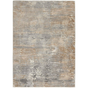 Grey Beige Rug, 8mm Thickness Anti-Shed Abstract Rug, Easy to Clean Modern Rug for Bedroom, & Dining Room-69 X 221cm (Runner)
