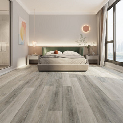 Grey Beige Wood Effect Luxury Vinyl Tile, 2.5mm Matte Luxury Vinyl Tile For Commercial Residential Use,3.67m² Pack of 16