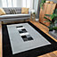 Grey Black Bordered Geometric Living Room Rug 160x230cm