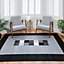 Grey Black Bordered Geometric Living Room Rug 190x280cm