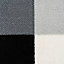 Grey Black Bordered Geometric Living Room Runner Rug 80x320cm