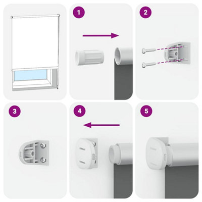 Grey Blackout Roller Blind 60 x 120 cm - Complete Light Blocking Window ...