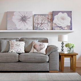 Grey Bloom Printed Canvas Floral Wall Art