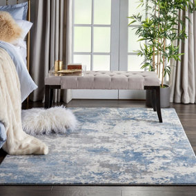 Grey Blue Abstract Modern Luxurious Easy to Clean Rug for Living Room, Bedroom and Dining Room-120cm X 180cm