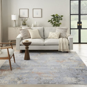 Grey Blue Modern Abstract Easy To Clean Living Room Bedroom & Dining Room Rug-160cm X 229cm