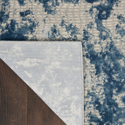 Grey Blue Rug, 10mm Thick Abstract Rug, Stain-Resistant Modern Luxurious Rug for Bedroom, & DiningRoom-120cm X 180cm