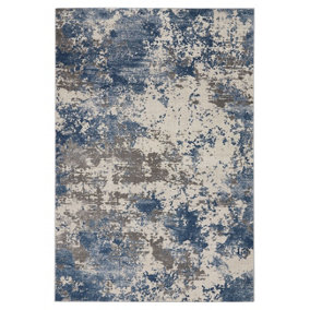 Grey Blue Rug, Luxurious Modern Abstract Rug, 10mm Thick Stain-Resistant Rug for Bedroom, & Dining Room-160cm (Circle)