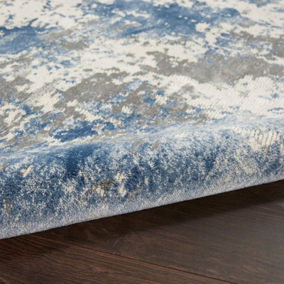 Grey Blue Rug, Luxurious Modern Abstract Rug, 10mm Thick Stain ...