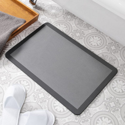 Grey Border Grey Stone Non Slip Bath Mat