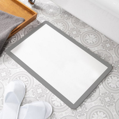Grey Border Stone Non Slip Bath Mat