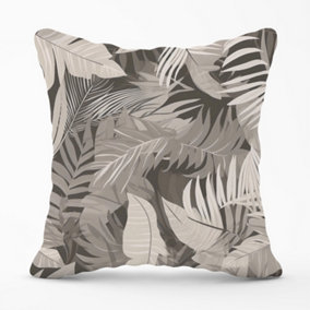 Grey Brown Tropical Leaves Cushions 60cm x 60cm