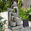 Grey Cascade Solar Powered Resin Water Fountain with LED Light 64 cm