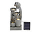 Grey Cascade Solar Powered Resin Water Fountain with LED Light 64 cm