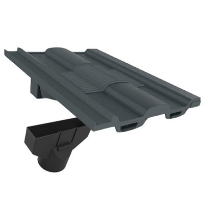 Grey Castellated Roof Tile Vent & Adapter, Marley Ludlow Redland Sandtoft