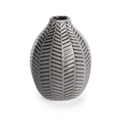 Grey Ceramic Leaf Inspired Vases - Set of 2 - 3