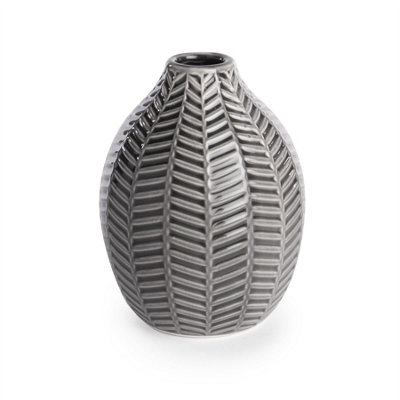 Grey Ceramic Leaf Inspired Vases - Set of 2