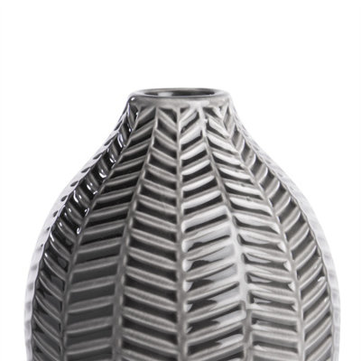 Grey Ceramic Leaf Inspired Vases - Set of 2 - 6