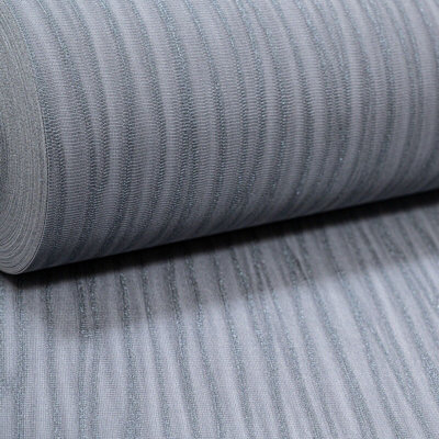 Grey Charcoal Striped Wallpaper Plain Shimmer Textured NonWoven Vinyl