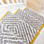 Grey Chevron Ochre Bordered Cut To Measure Stair Carpet Runner 70cm Wide (2ft 3in W x 32 ft L)