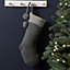 Grey Chunky Knit Pom Pom Xmas Gift Decoration Christmas Stocking