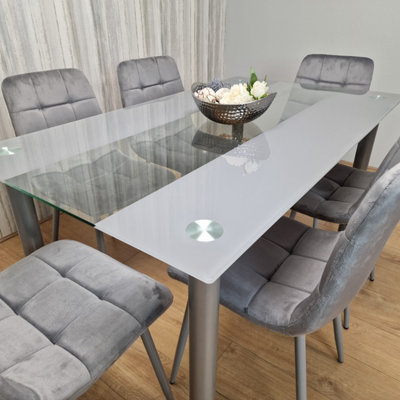 Glass table discount with clear chairs