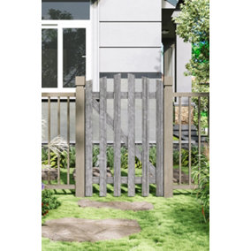 Grey Coated Freestanding Wooden Picket Garden Gate and Fence Door W 76cm H 120cm