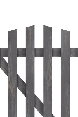 Grey Coated Freestanding Wooden Picket Garden Gate and Fence Door W ...