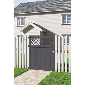 Grey Coated Garden Gate, Rhombus Design with Secure Latch 120cm x 150cm