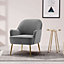 Grey Contemporary Upholstered Comfy Armchair with Gold-Plated Feet