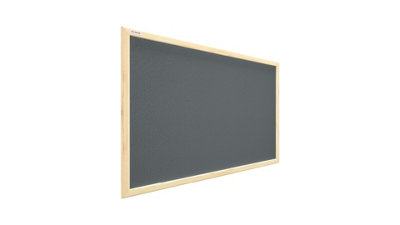 Grey cork notice board wooden natural frame 60x40 cm