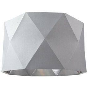 Grey Cotton 12" Geometric Shade with Inner Brushed Silver Metal Effect Lining
