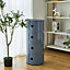 Grey Cylindrical Multi Tiered Plastic Bedside Storage Drawers Unit Drawer Bedside Chest 76cm H