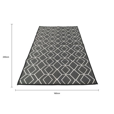 Grey Diamond Lightweight Weatherproof Outdoor Rug 160x230cm - 6