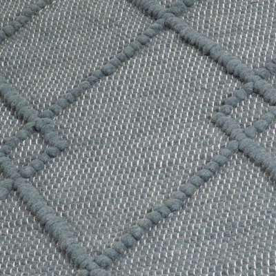Grey Diamond Pattern Runner Wool Rug (60 x 230cm)