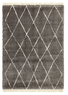 Grey Diamond Shaggy Kilim Luxurious Modern Moroccan Geometric Rug For ...