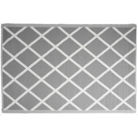 Grey Diamond Squares Outdoor Rug Camping Floor Mat Picnic Blanket 90 x 180cm