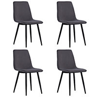 Grey Dining Chair Set of 4 Frosted Velvet Accent Chair without Armrest for Kitchen Living Room Bedroom