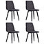 Grey Dining Chair Set of 4 Frosted Velvet Accent Chair without Armrest for Kitchen Living Room Bedroom