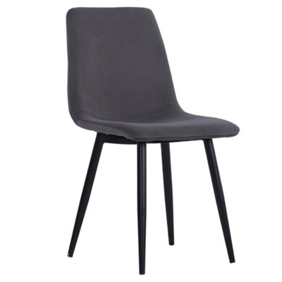 Grey Dining Chair Set of 4 Frosted Velvet Accent Chair without Armrest for Kitchen Living Room Bedroom