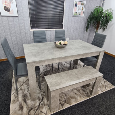 Grey dining table bench set new arrivals