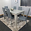 Grey Dining Table and 6 Chairs Stone Grey Effect Kitchen Dining Set for 6