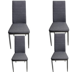 Grey Dinning Chair Fabric Grey Set of 4