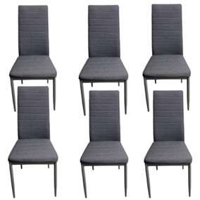 Grey Dinning Chair Fabric Grey Set of 6