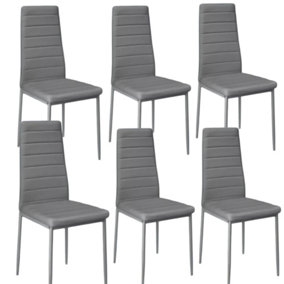 Grey Dinning Chair Faux Leather Set of 6