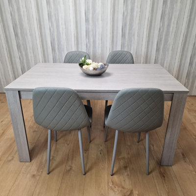 Grey Dinning Set With 4 Grey Padded Chairs Kitching Dining Set Dining Room Dining Set for 4