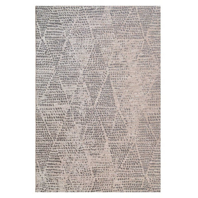 Grey Distressed Diamond Textured Woven Flatweave Hardwearing Indoor Outdoor Area Rug 80x150cm