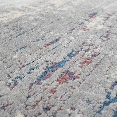 Grey Distressed Multicolour Abstract Area Rug 120x170cm
