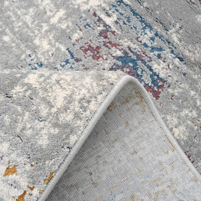Grey Distressed Multicolour Abstract Area Rug 120x170cm