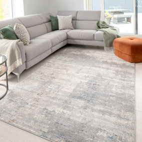 Grey Distressed Multicolour Abstract Area Rug 160x230cm