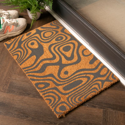 Grey Doodle Paint Swirls Doormat